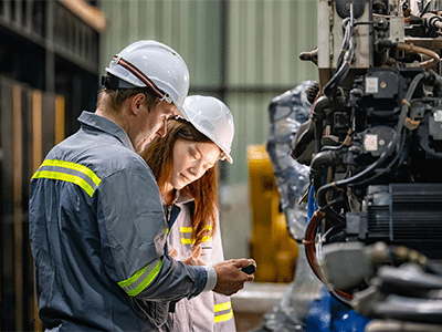 Personal trabajando en mantenimiento overhaul