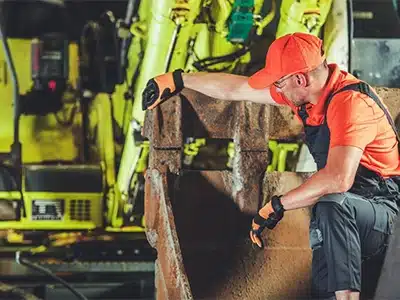 Mecánico analiza maquinaria